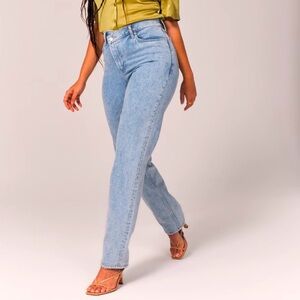 Abercrombie and fitch Womens highrise 90’s curve love light wash straight Jean 4
